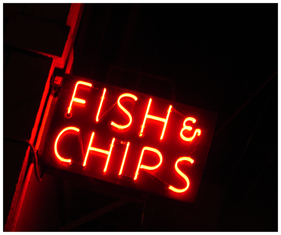 Image Of A Billboard For Fish And Chips