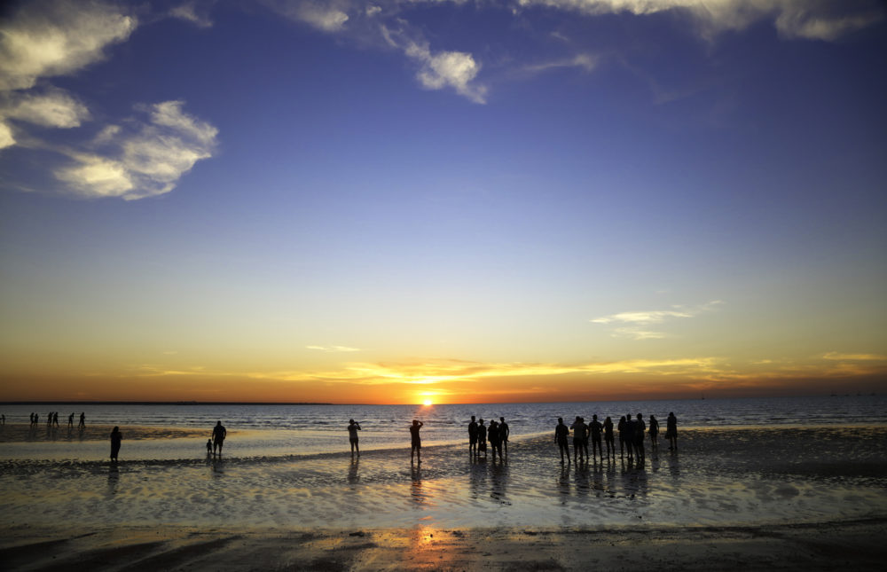 Crowds Come To Watch The Sunset At Mindil Beach Darwin